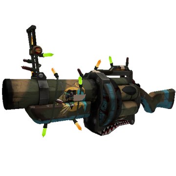 Unusual Festivized Professional Killstreak Warhawk Grenade Launcher (Battle Scarred)