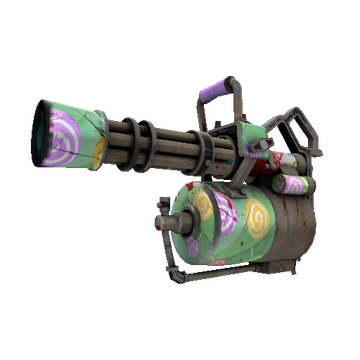 Unusual Festive Brain Candy Minigun (Well-Worn)