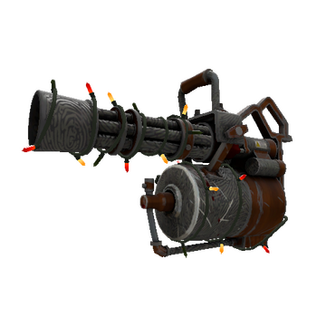 Unusual Festivized Damascus & Mahogany Minigun (Well-Worn)