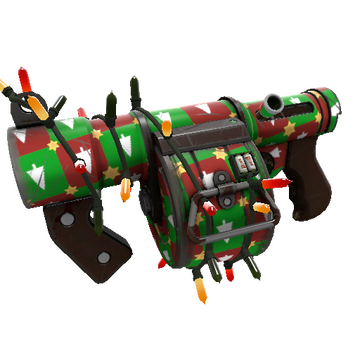 Unusual Festivized Gifting Mann's Wrapping Paper Stickybomb Launcher (Field-Tested)