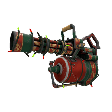 Unusual Festivized Specialized Killstreak Sleighin' Style Minigun (Well-Worn)